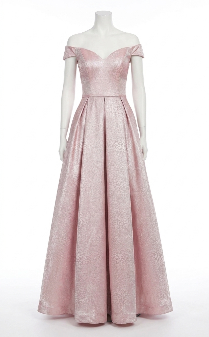 NEW CLARISSE fit and flare maxi dress in silver/blush